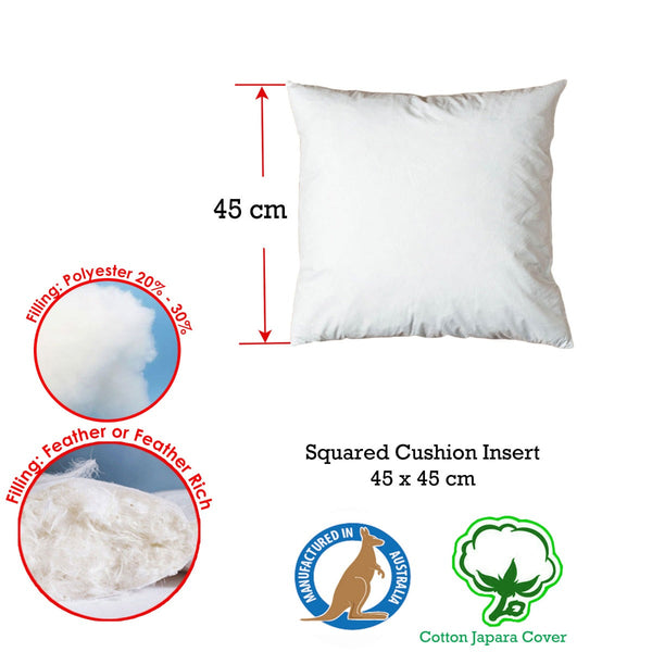 Duck Feather Rich Fill Cushion Inserter Square 25 X 25Cm Cushions & Decorative Pillows