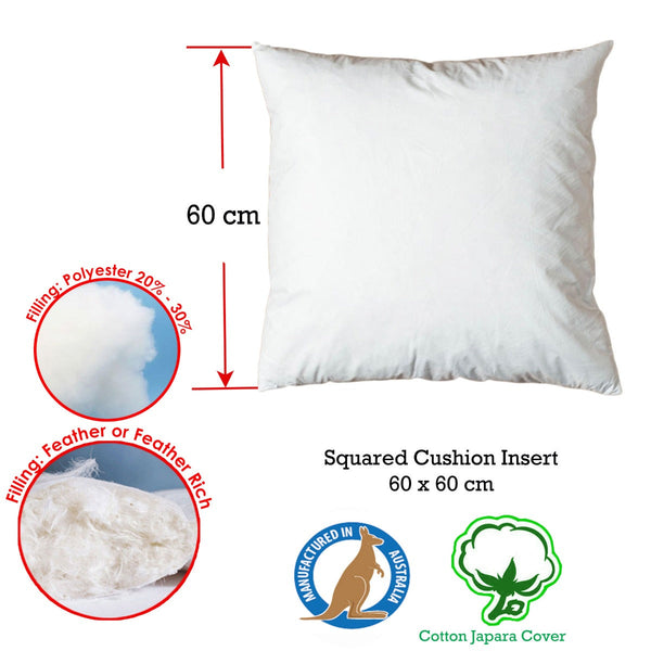 Duck Feather Rich Fill Cushion Inserter Square 25 X 25Cm Cushions & Decorative Pillows