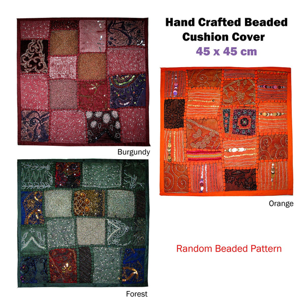 Hand Crafted Beaded Cushion Cover Forest Cushion Covers