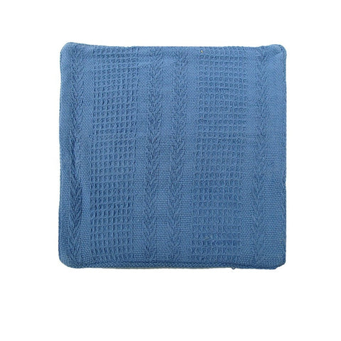 Cotton Knitted Cushion Cover Herringbone Blue Cushion Covers