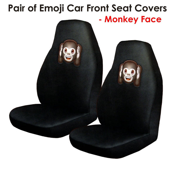 Pair Of Emoji Car Front Monkey Face Seat Covers