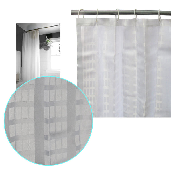 White Checkered Bathroom Shower Curtain 180Cm Wide X 210 Long Shower Curtains