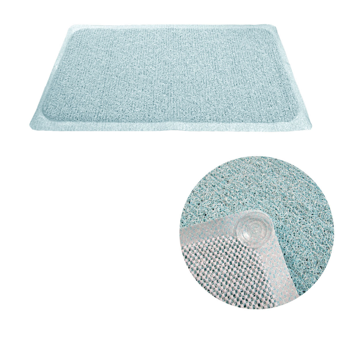 Loofah Shower Mat Blue Non Slip Appliqués & Mats