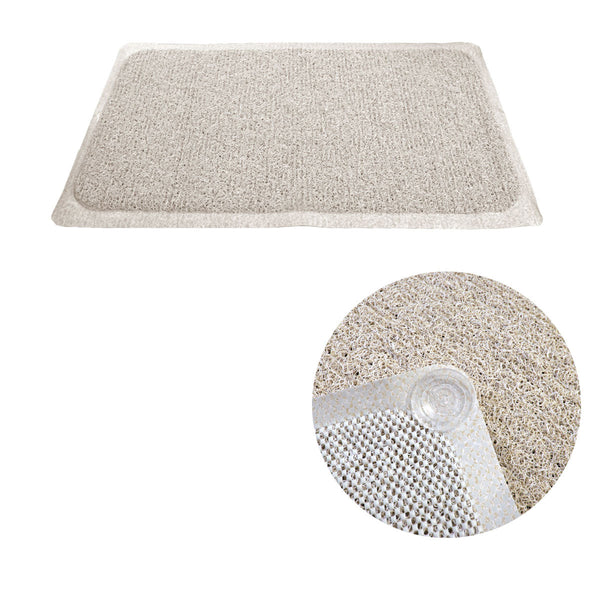 Loofah Shower Mat Cream Non Slip Appliqués & Mats