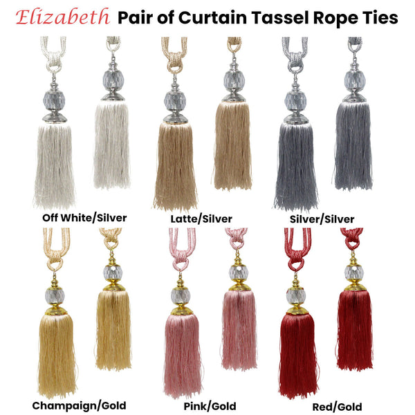Elizabeth Pair Of Curtain Tassel Rope Ties Champagne/Gold Curtains & Drapes