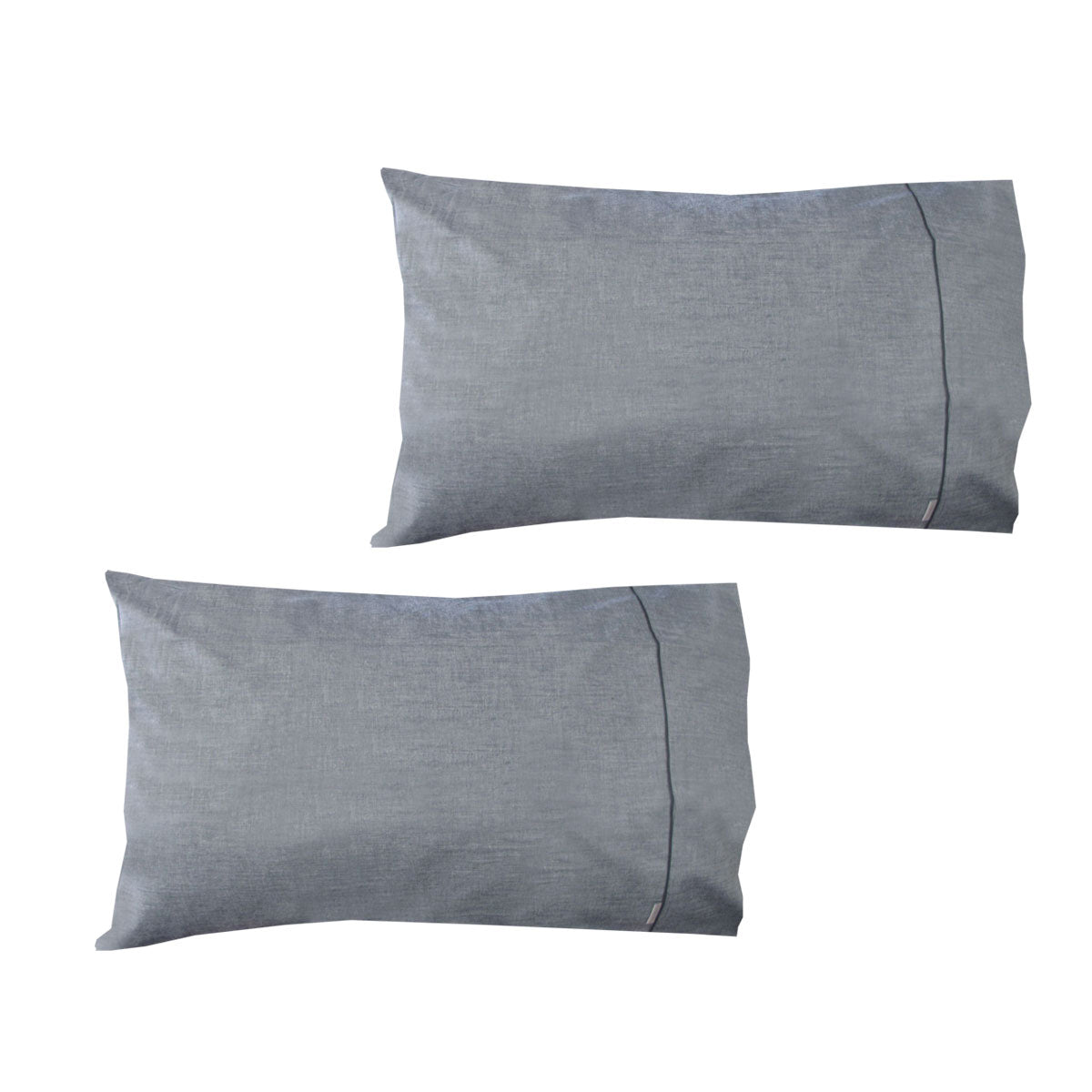 Pair Of Chambray Charcoal Cotton Pillowcases 48 X 73 Cm Pillow Cases