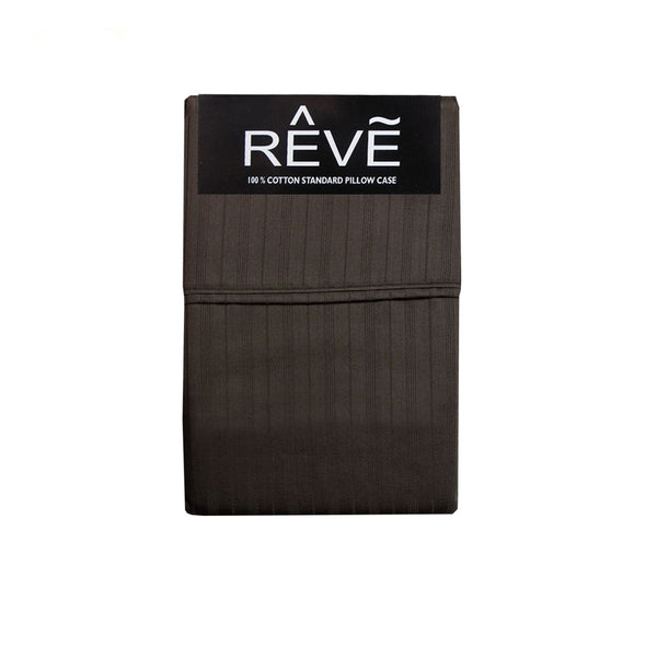 Pair Of Reve 100% Cotton Pillowcases 48 X 74 Cm Multistripe Chocolate Pillow Cases