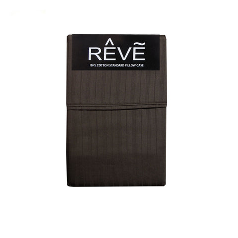 Pair Of Reve 100% Cotton Standard Pillowcases 48 X 74 Cm Multistripe Chocolate