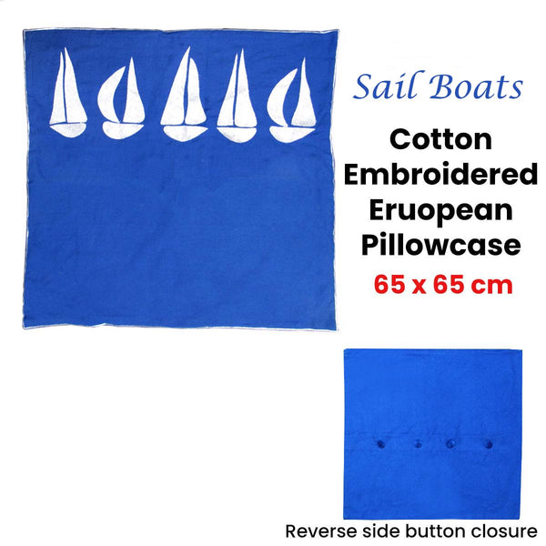 Sail Boats Cotton Embroidered Pillowcase 65 X Cm Pillow Cases
