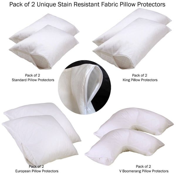 Set Of 2 Stain Resistant Pillow Protectors King Pillows
