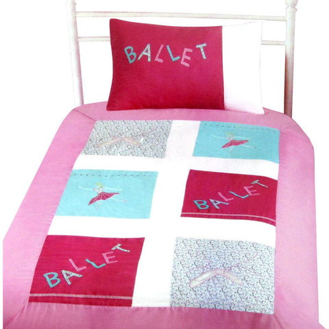 Ballerina Embroidered Quilt Cover Set Single