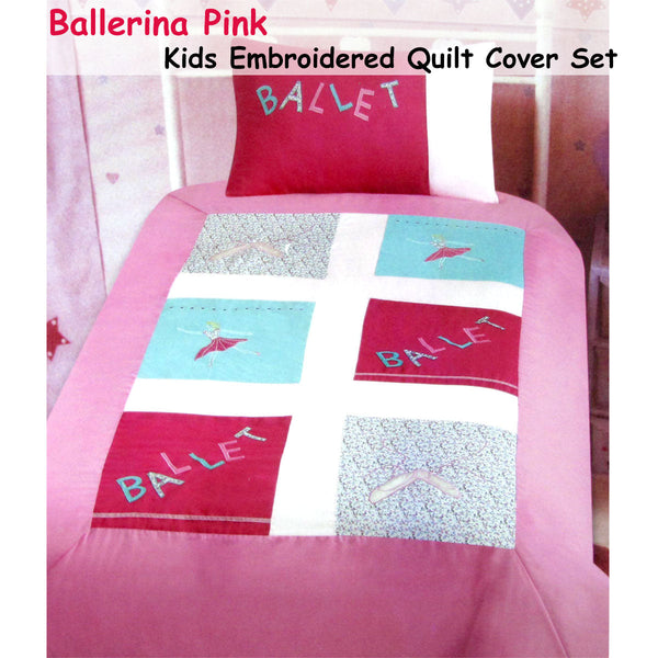 Ballerina Embroidered Quilt Cover Set Single Quilt Covers