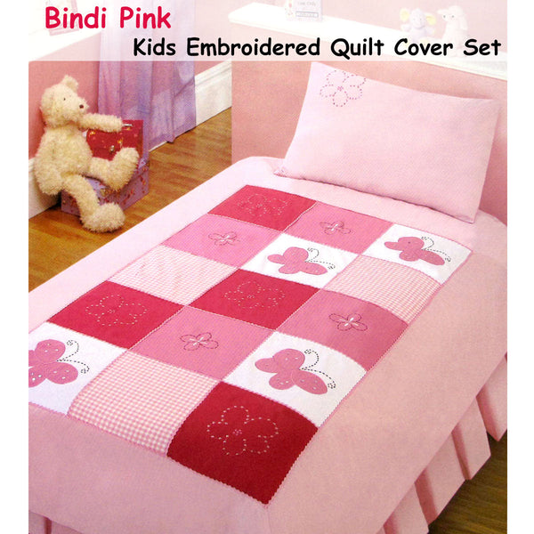 Bindi Butterfly Embroidered Quilt Cover Set Single Quilt Covers
