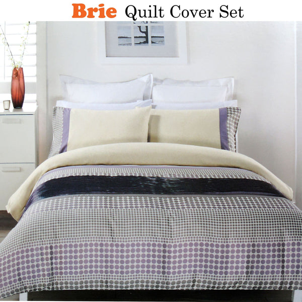 Brie Lilac Grey Quilt Cover Set Quilt Covers