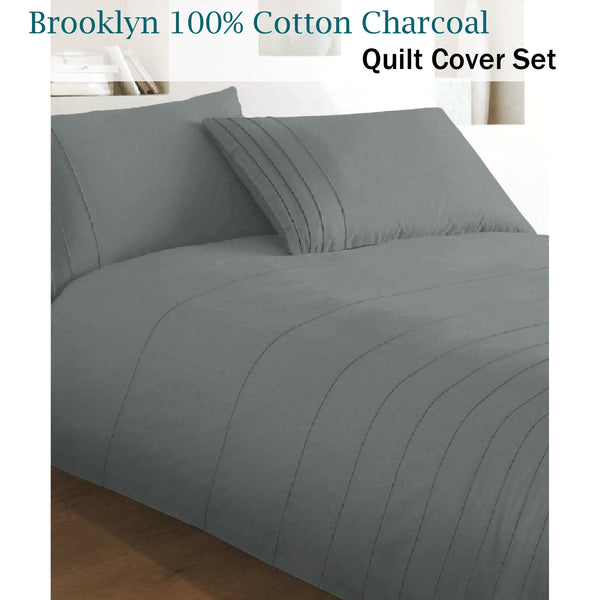 Brooklyn Charcoal Quilt Cover Set King Quilt Covers