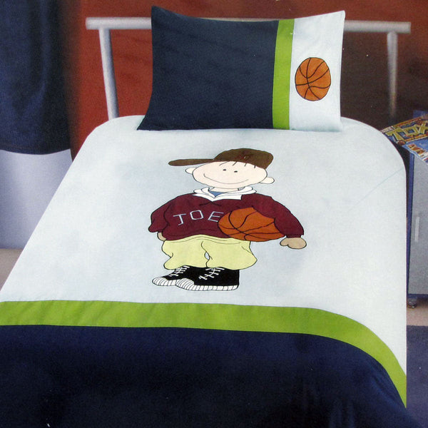 Dude Basketball Embroidered Quilt Cover Set Single Quilt Covers