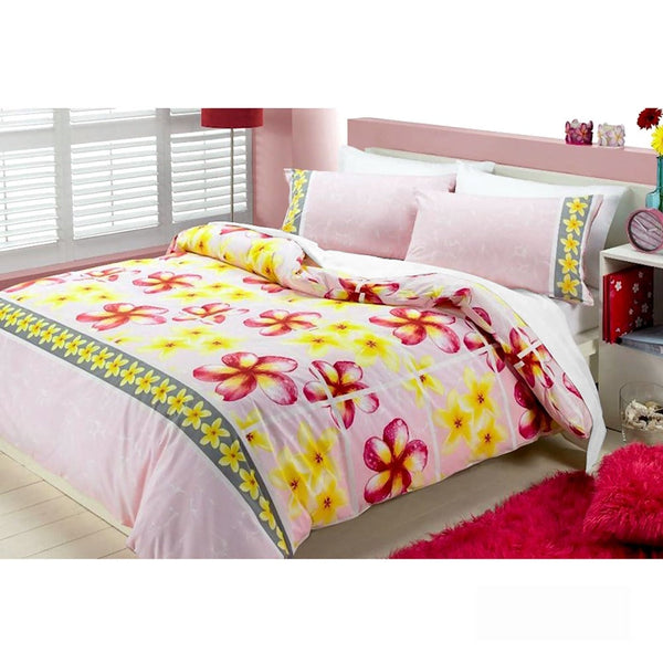 Floating Frangipani Quilt Cover Set Soft Pink Single Quilt Covers