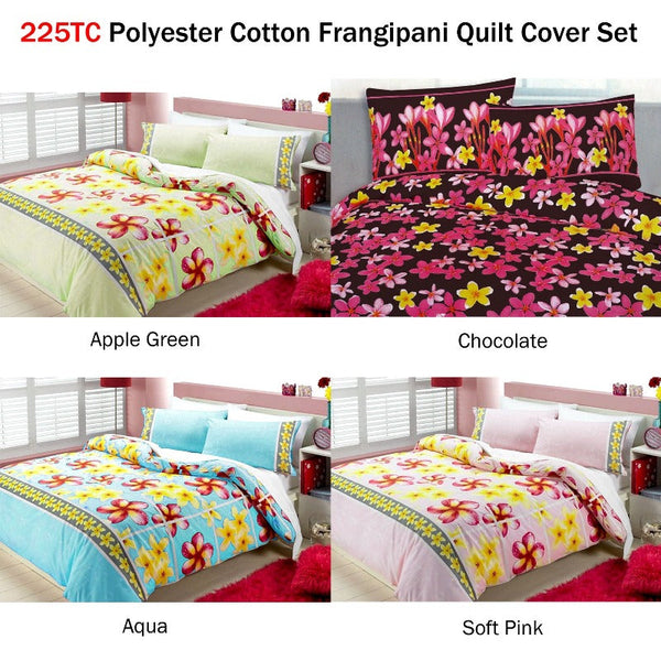 Floating Frangipani Quilt Cover Set Soft Pink Single Quilt Covers