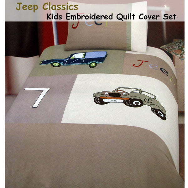 Jeep Classics Embroidered Quilt Cover Set Single Quilt Covers