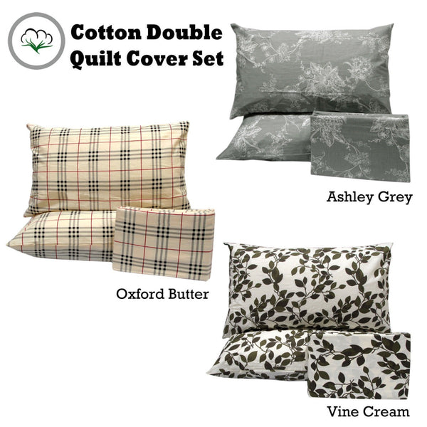 Pure Cotton Ashley Quilt Cover Set Double