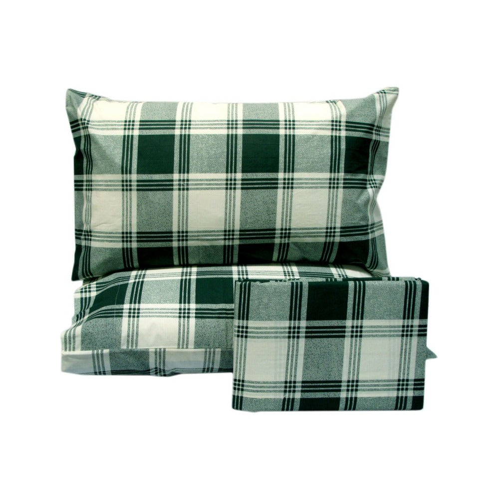 Polyester Cotton Checkered Green Quilt Cover Set King Quilt Covers