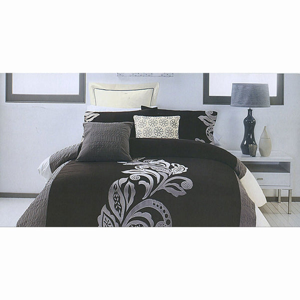 Pierre Black Grey Quilt Cover Set King Quilt Covers