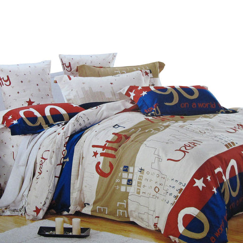 310Tc Urban City Cotton Printed Quilt Cover Set Single Quilt Covers