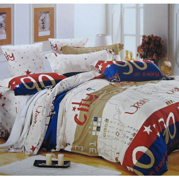 310Tc Urban City Cotton Printed Quilt Cover Set Single Quilt Covers