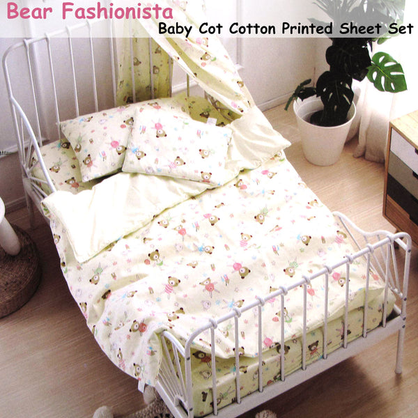 Bear Fashionista Baby 100% Cotton Printed Sheet Set Size