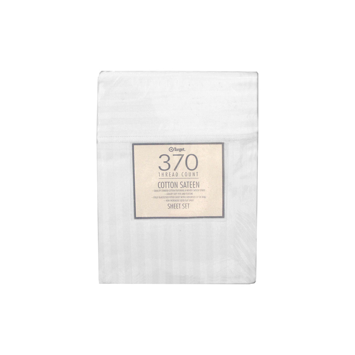 370Tc White Self Striped Cotton Sateen Sheet Set King Sheets