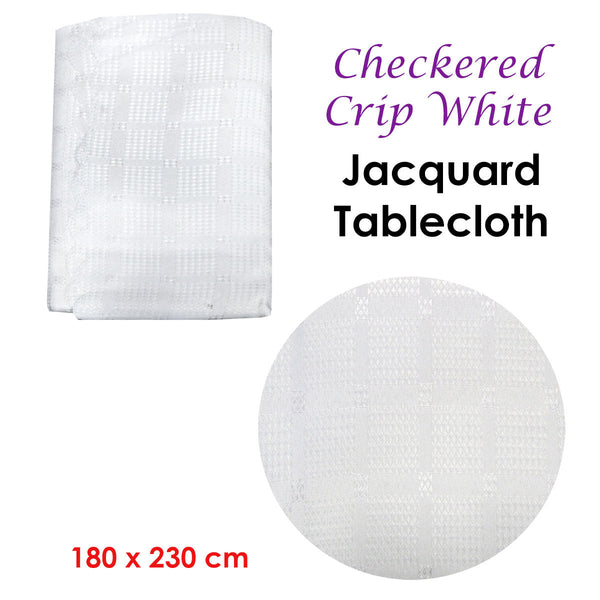 Checkered Crisp White Luxury Tablecloth 180 X 230 Cm Table Cloths
