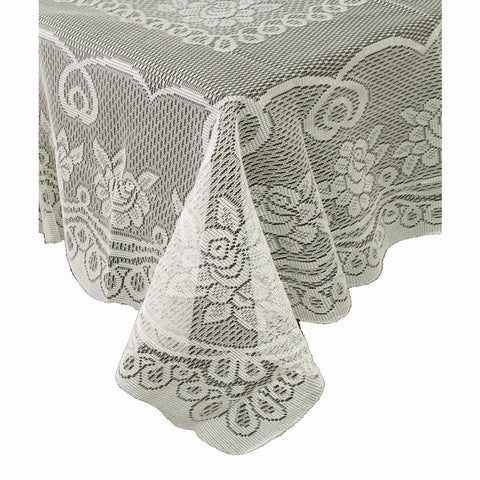 Rose Lace Polyester Tablecloth Cream 130 Cm Square