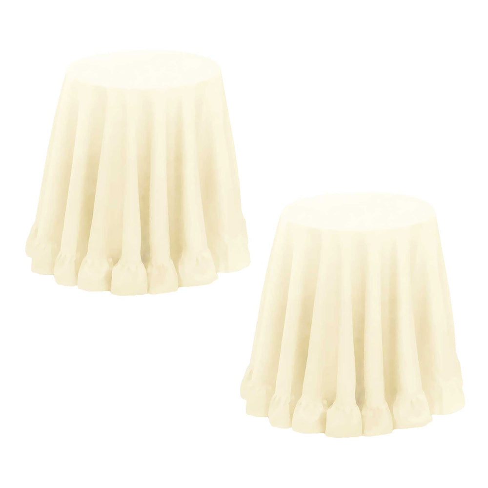 Set Of 2 Round 180Cm Ruffled Table Cloth Cream Table Cloths