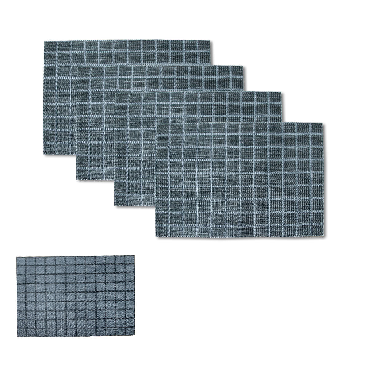 Choice Set Of 4 Reversible Pvc Table Checkered Grey Placemats