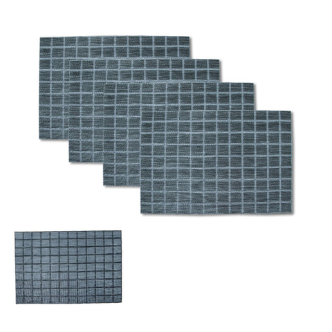 Placemats Choice Set Of 4 Reversible Pvc Table Checkered Grey