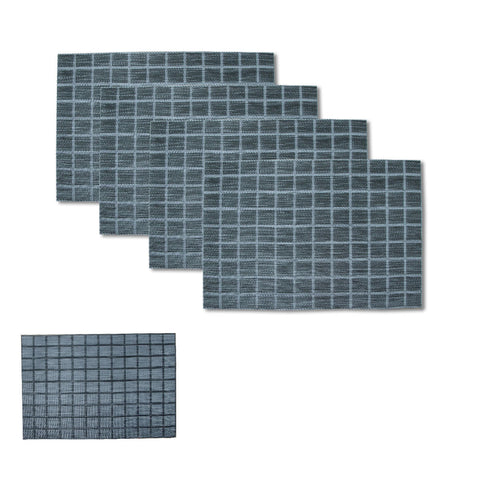 Choice Set Of 4 Reversible Pvc Table Placemats Checkered Grey