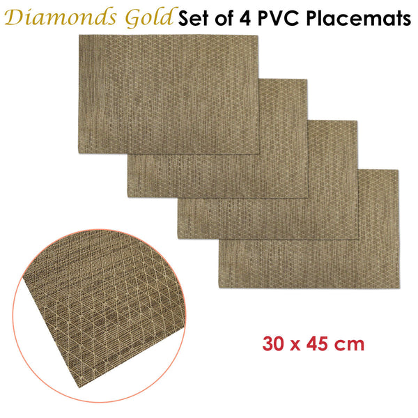 Placemats Choice Set Of 4 Pvc Table Diamonds Gold