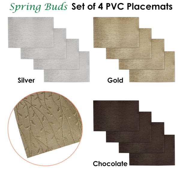 Choice Set Of 4 Pvc Table Spring Buds Chocolate Placemats