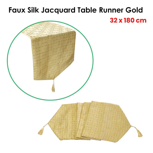 Faux Silk Table Runner Gold 32 X 180 Cm Table Runners