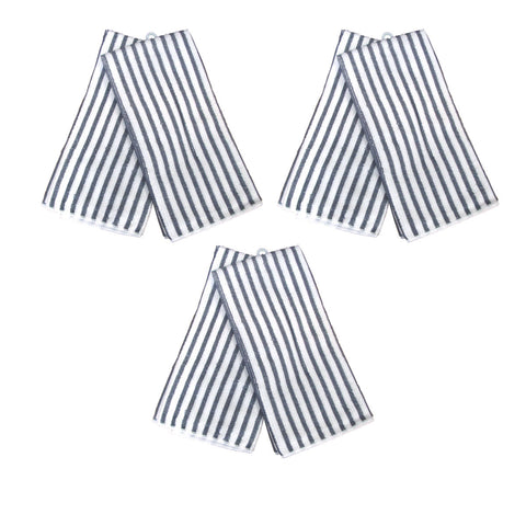 Set Of 6 Microfibre Striped Tea Towels