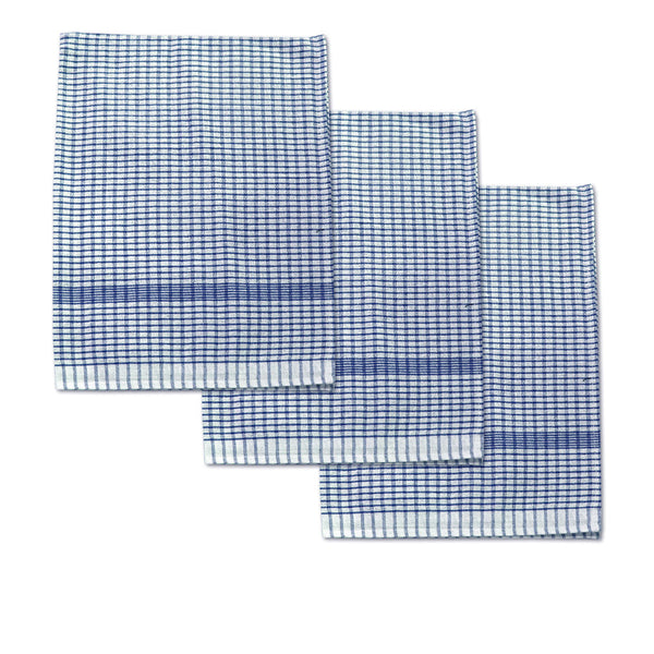 Set Of 3 Jumbo Cotton Checkered Tea Towels 60 X 90 Cm Tea Towels & Dishcloths
