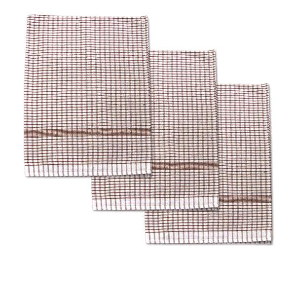 Set Of 3 Jumbo Cotton Checkered Tea Towels 60 X 90 Cm