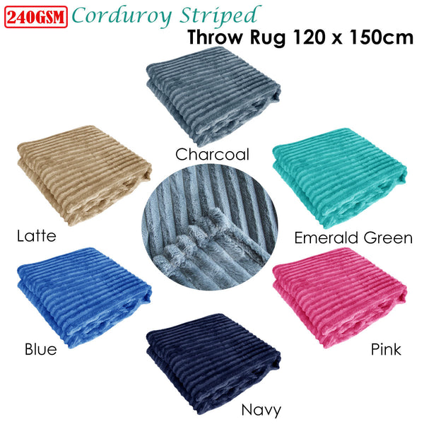240Gsm Corduroy Striped Throw Rug Throws & Afghans
