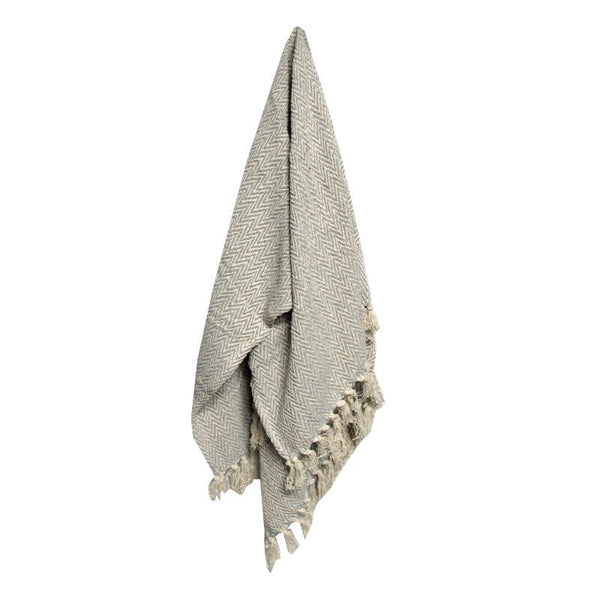 Throws & Afghans Assorted Brands Cotton Fringe Throw Rug Chevron Grey