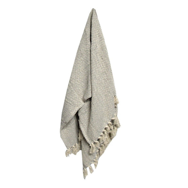 Cotton Fringe Throw Rug Chevron Grey Throws & Afghans