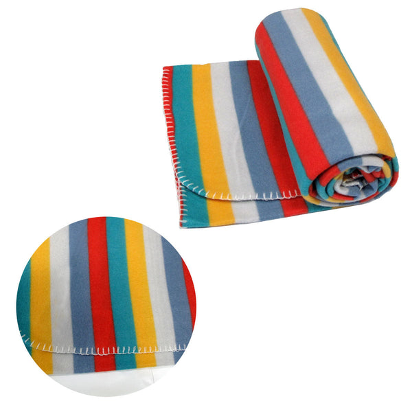 Funky Cute Polar Fleece Throw Rug Bright Stripes Throws & Afghans