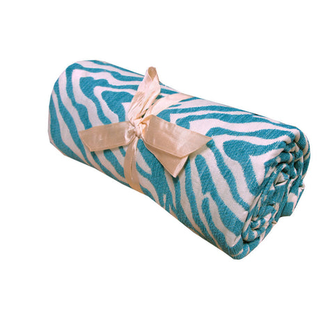 Zebra Chenille Textured Throw Rug Aqua Throws & Afghans