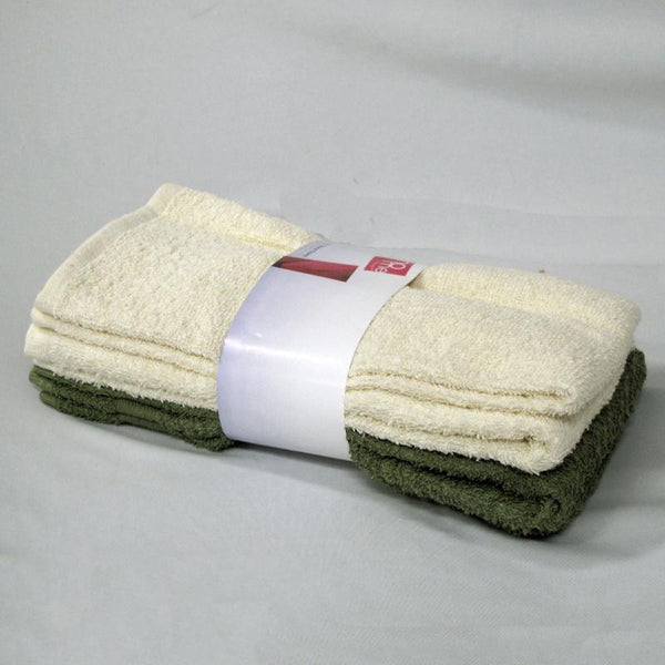 Set Of 4 Budget Cotton Hand Towels 42 X 67 Cm Olive Cream Towels & Washcloths