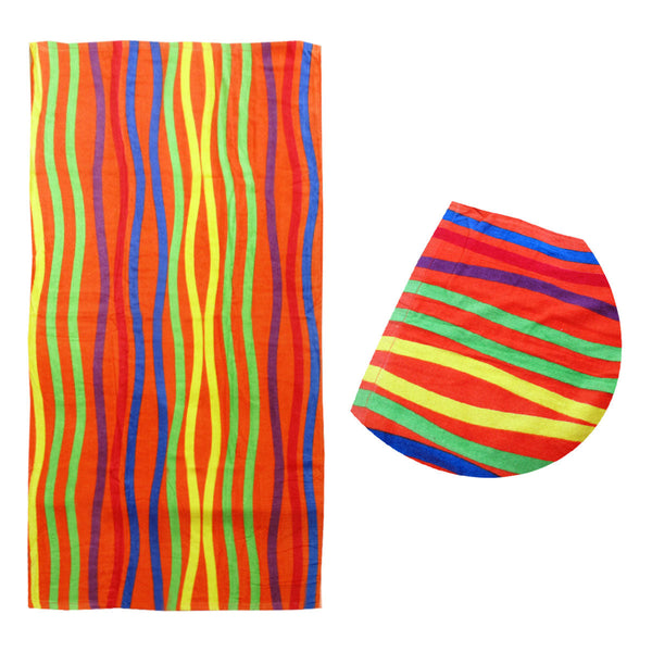 Bright Stripes Cotton Velour Printed Beach Towel Towels & Washcloths
