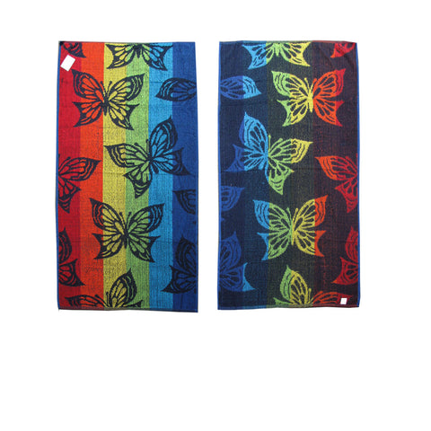 Set Of 4 Imperfect Jacquard Terry Beach Towels Butterfly